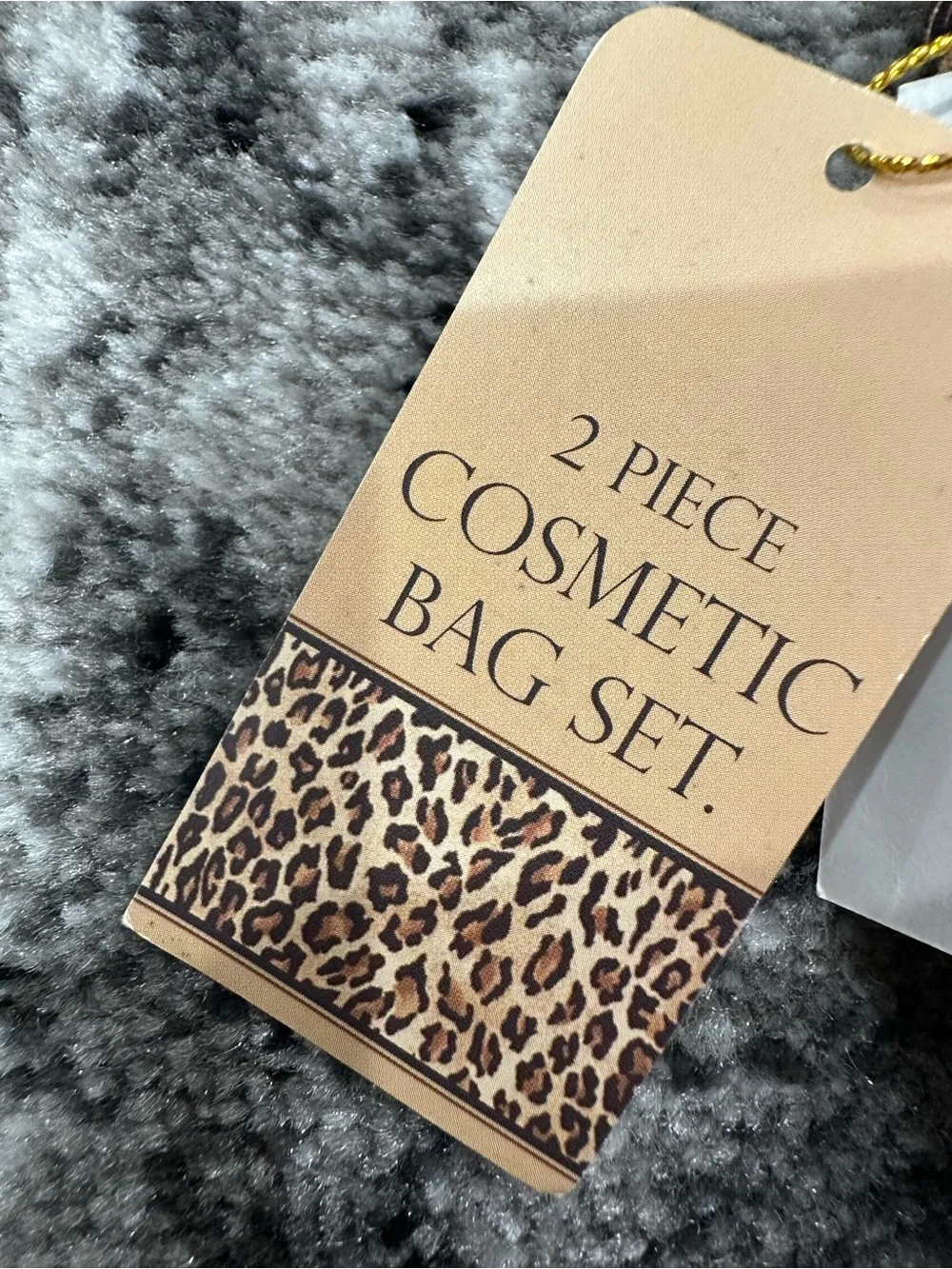 Leopard Print Cosmetic Bag Set - Brown & Black